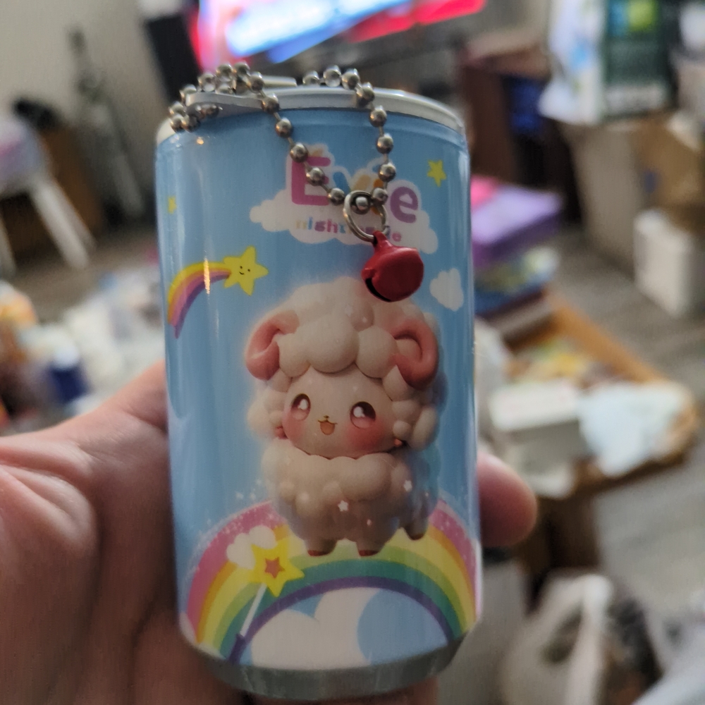 Blue Sheep Themed Can with Chain Baby Wipes Inside